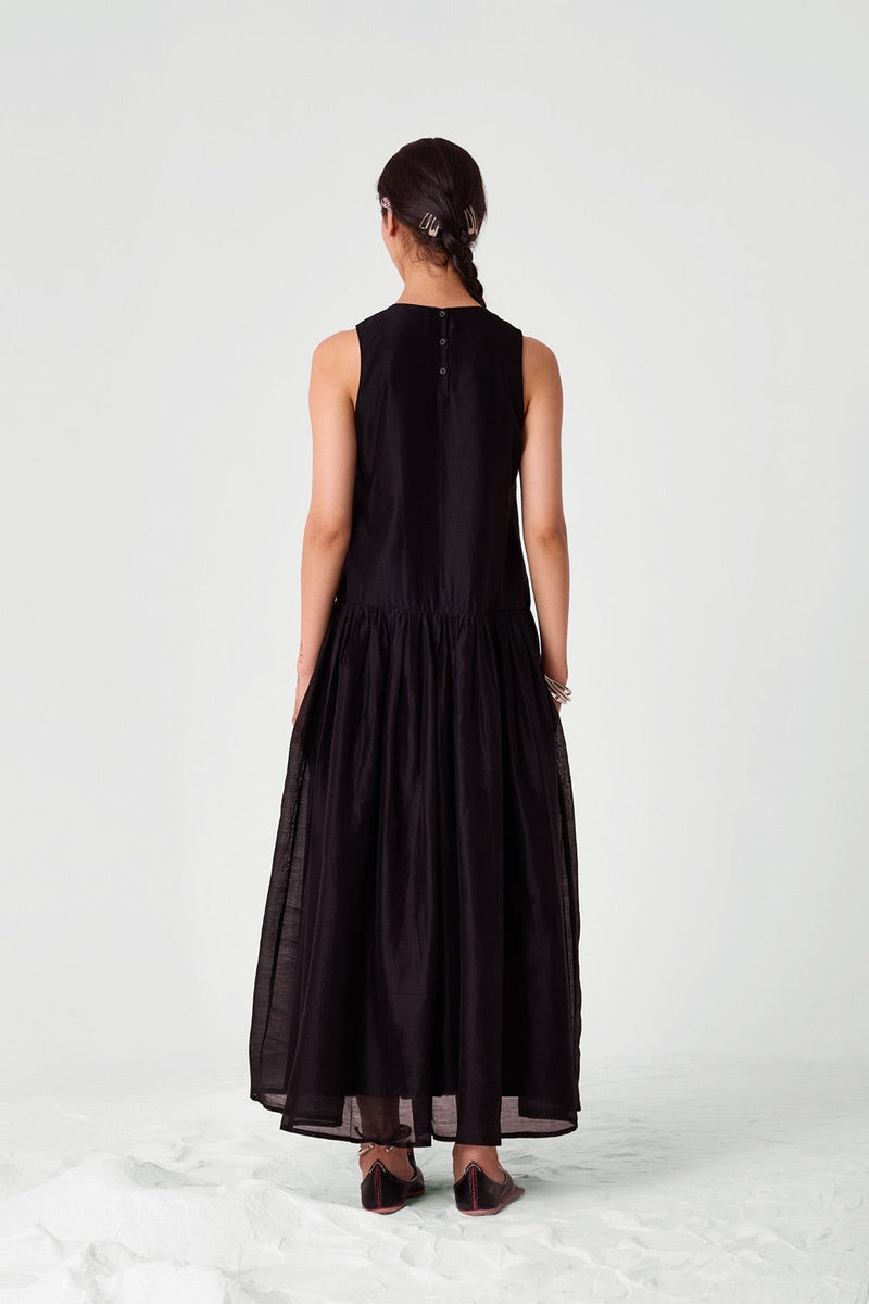 Pavi Black Handwoven Embroidered Dress