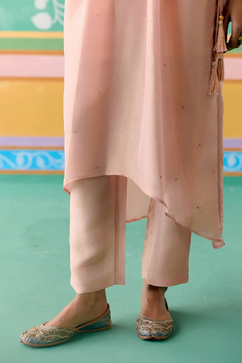 Peach Embroidered Kaftan Set (Long) tissue Buy Peach Embroidered Kaftan Set (Long) from C&W | Co-Ord Sets for Women by Label Mogra in peach color for women in Singapore