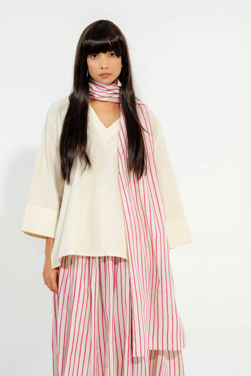 Pepper Top cotton matty tops and shirts by Stoique in natural, pink for women in Singapore
