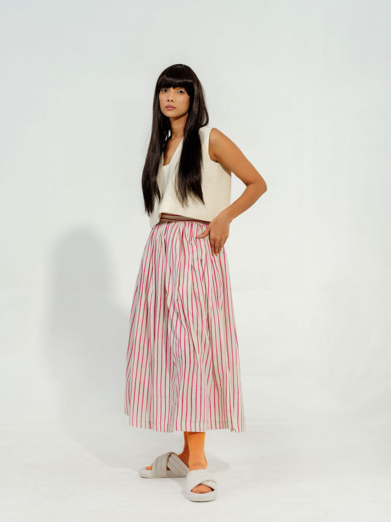 Pepper Skirt cotton muslin skirts by Stoique in natural, pink for women in Singapore