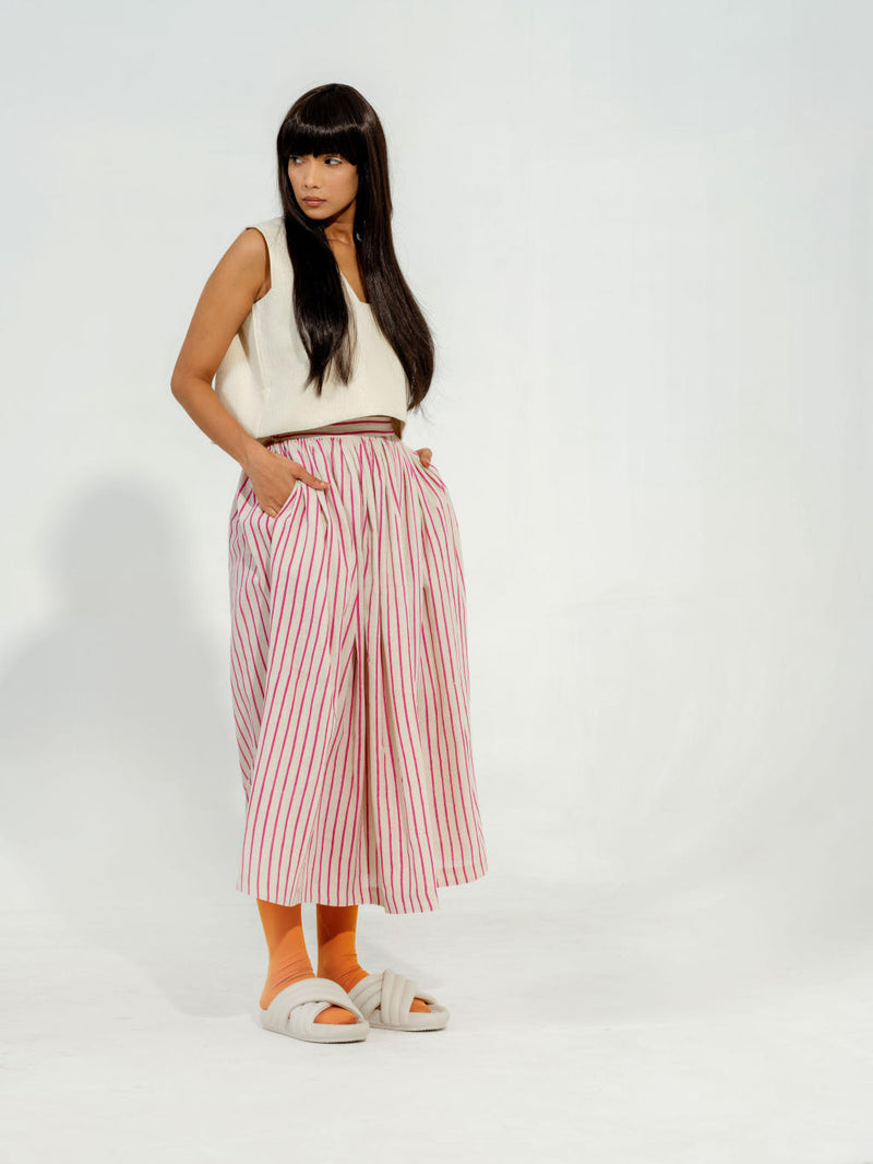 Pepper Skirt cotton muslin skirts by Stoique in natural, pink for women in Singapore