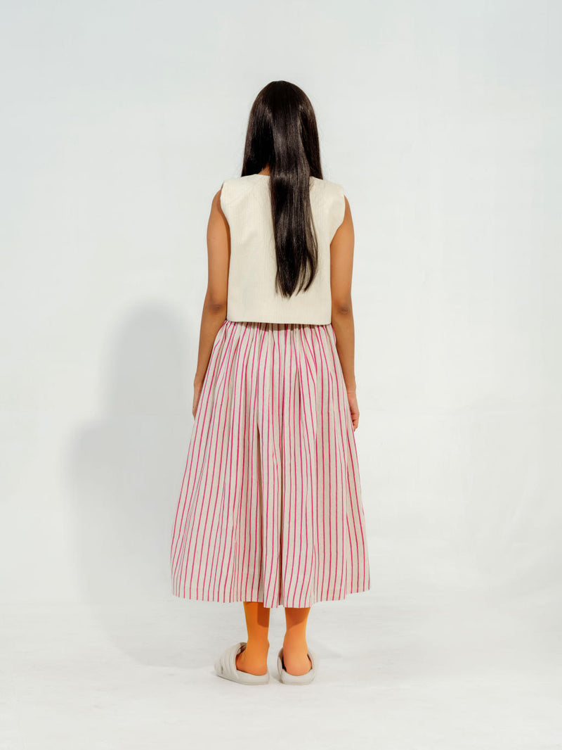 Pepper Skirt cotton muslin skirts by Stoique in natural, pink for women in Singapore