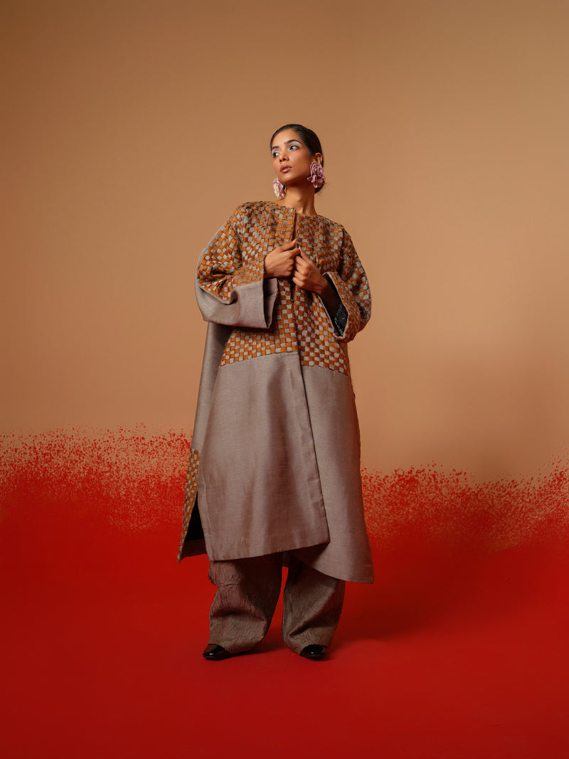 Petal Pants-Grey mysore silk pants/trousers by Stoique in grey for women in Singapore