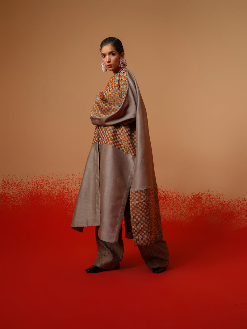 Petal Pants-Grey mysore silk pants/trousers by Stoique in grey for women in Singapore