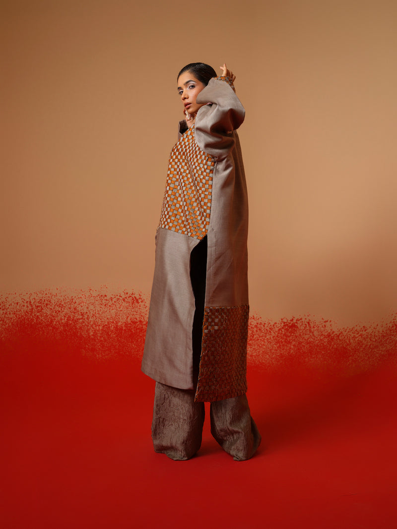 Petal Pants-Grey mysore silk pants/trousers by Stoique in grey for women in Singapore