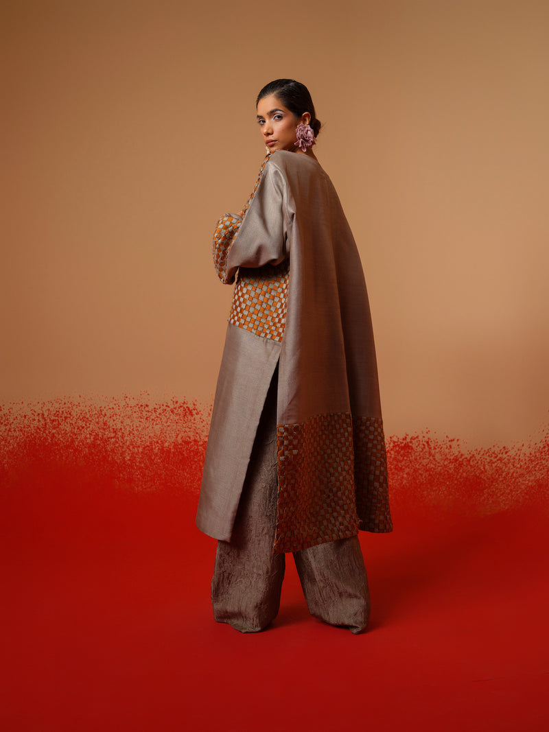 Petal Pants-Grey mysore silk pants/trousers by Stoique in grey for women in Singapore