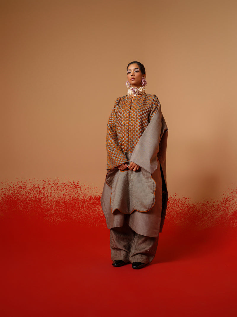 Petal Pants-Grey mysore silk pants/trousers by Stoique in grey for women in Singapore