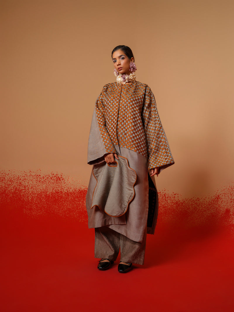 Petal Pants-Grey mysore silk pants/trousers by Stoique in grey for women in Singapore