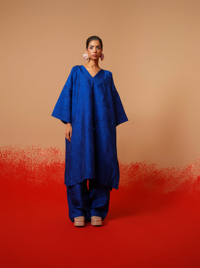 Petal Pants-Electric Blue mysore silk pants/trousers by Stoique in electric blue for women in Singapore
