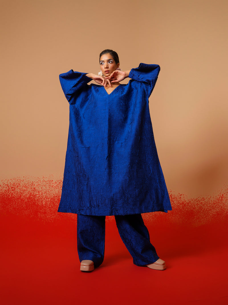 Petal Pants-Electric Blue mysore silk pants/trousers by Stoique in electric blue for women in Singapore