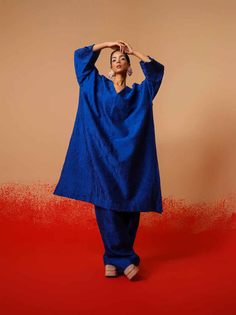 Petal Pants-Electric Blue mysore silk pants/trousers by Stoique in electric blue for women in Singapore