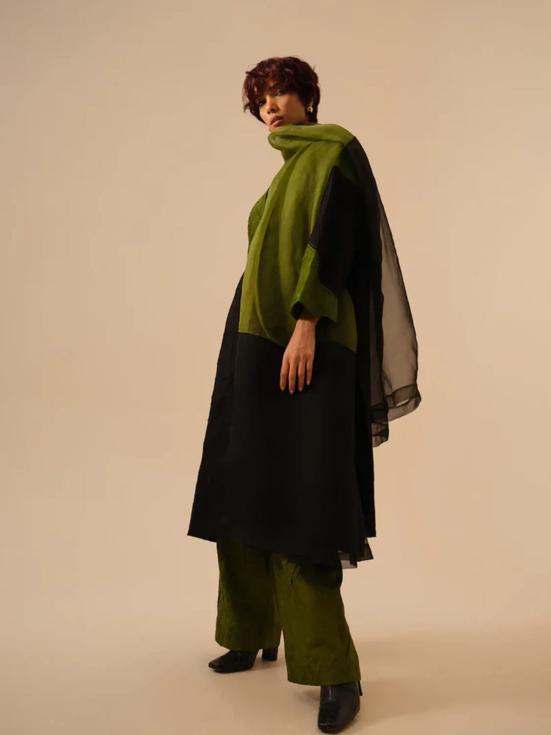 Petal Pants-Jade Green crushed silk pants/trousers by Stoique in green for women in Singapore