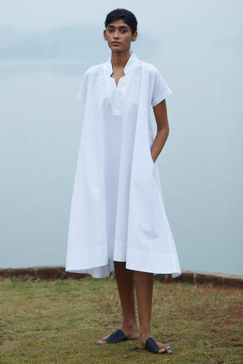 Pina Dress poplin by The Summer House in white color for women in Singapore