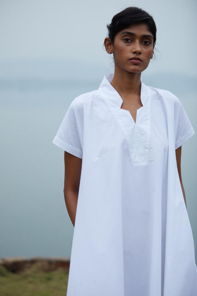 Pina Dress poplin by The Summer House in white color for women in Singapore