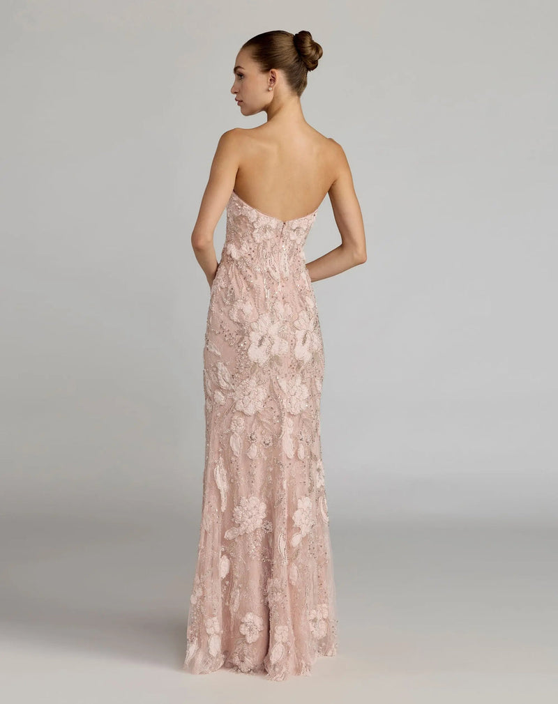 21283-Pink Embellished Lace Strapless Sweetheart Gown polyester evening-gowns by Mac Duggal in white for women in Singapore