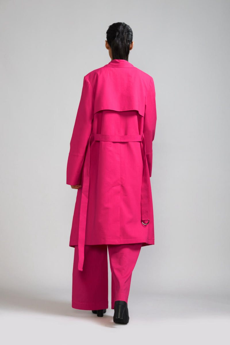 Pink Trench Jacket cotton Jackets and Overlays by Mati in pink color for women in Singapore