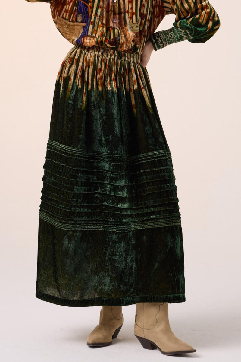 PINTUCK SKIRT -GREEN HOME ALONE by CORD for women in Singapore