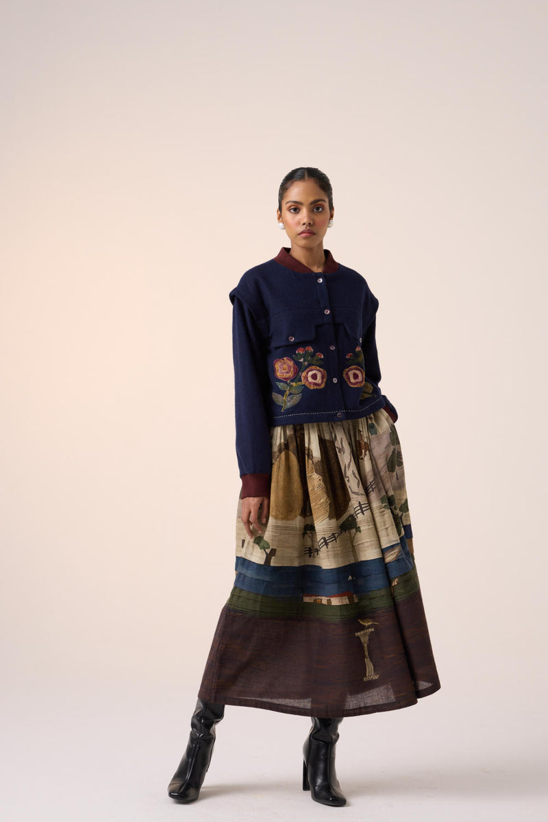 PINTUCK SKIRT -VILLAGE PRINT cotton by CORD for women in Singapore