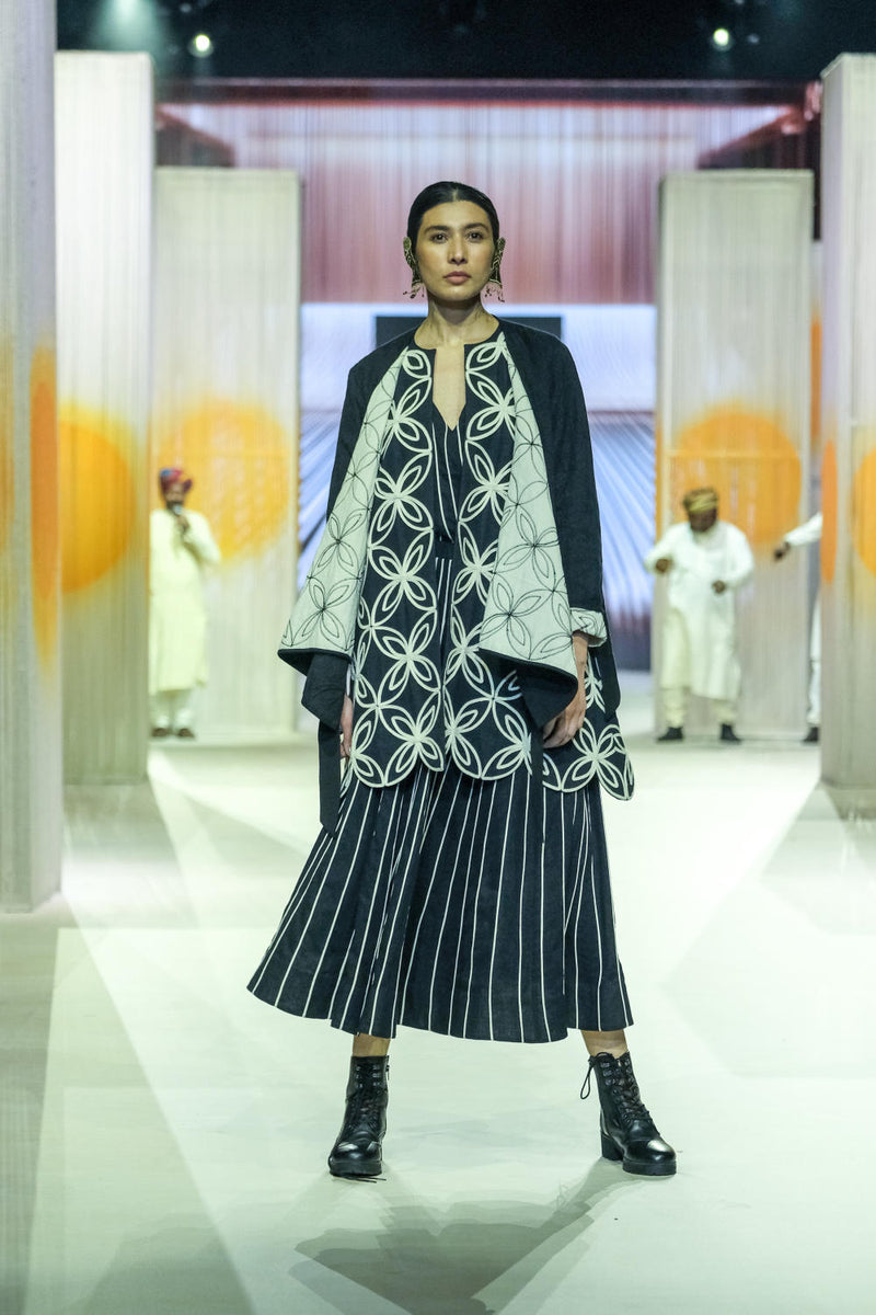 Cord Skirt cotton by Ka-Sha in black color for women in Singapore