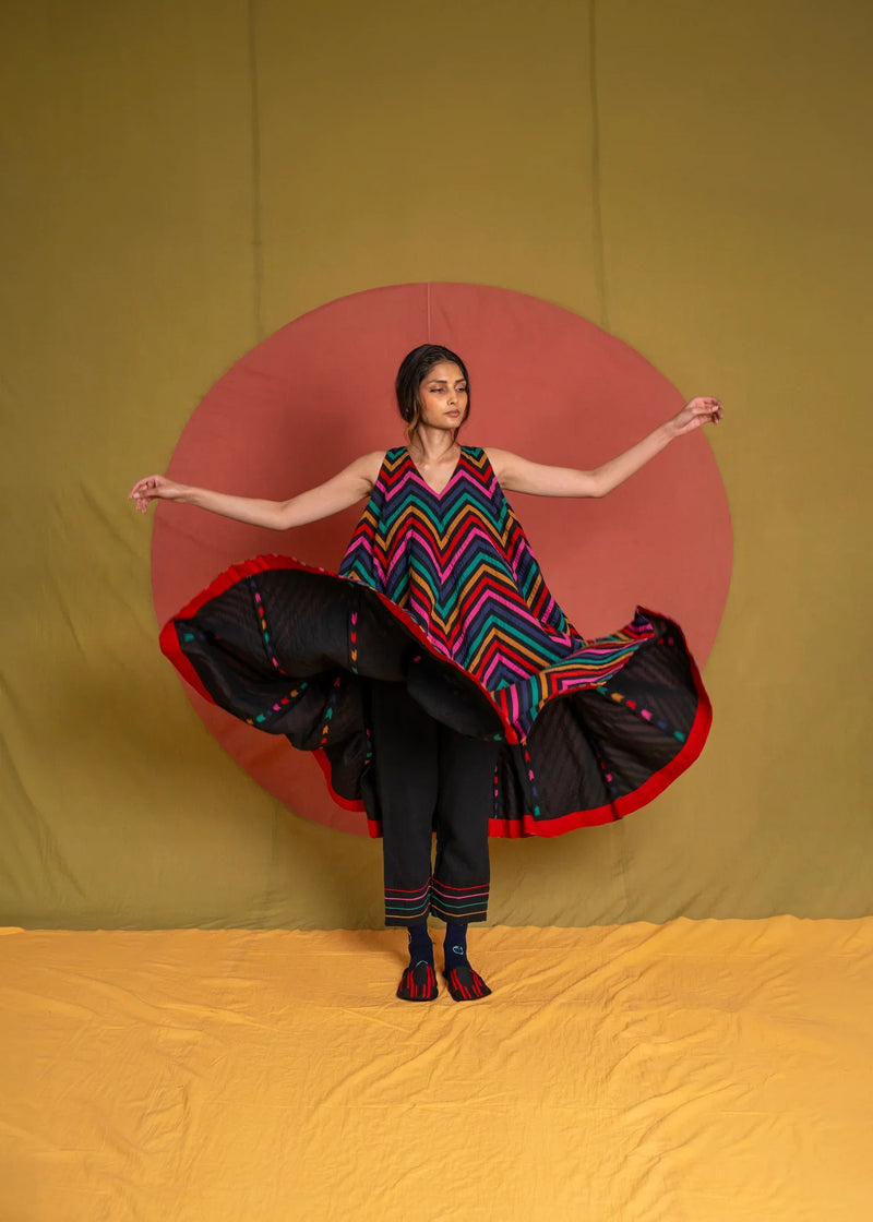 Plum Rangoli Dress-Multicolour cotton dress by Ka-Sha in multicolor for women in Singapore