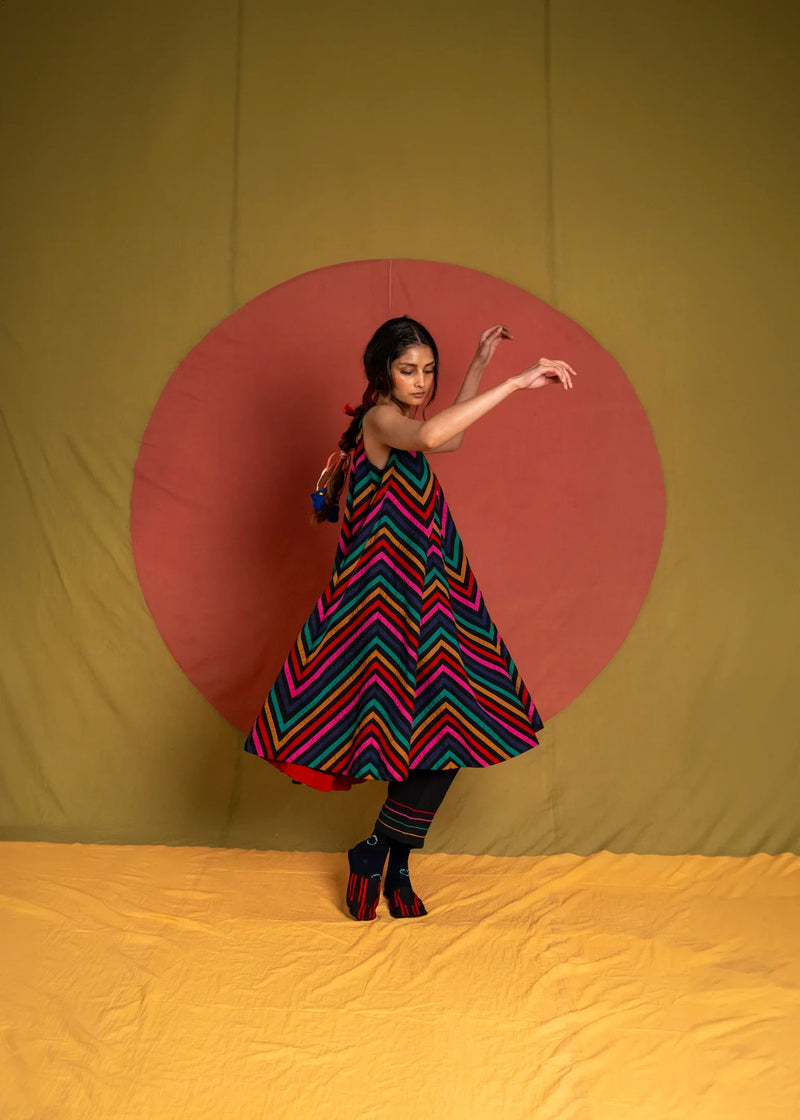 Plum Rangoli Dress-Multicolour cotton dress by Ka-Sha in multicolor for women in Singapore