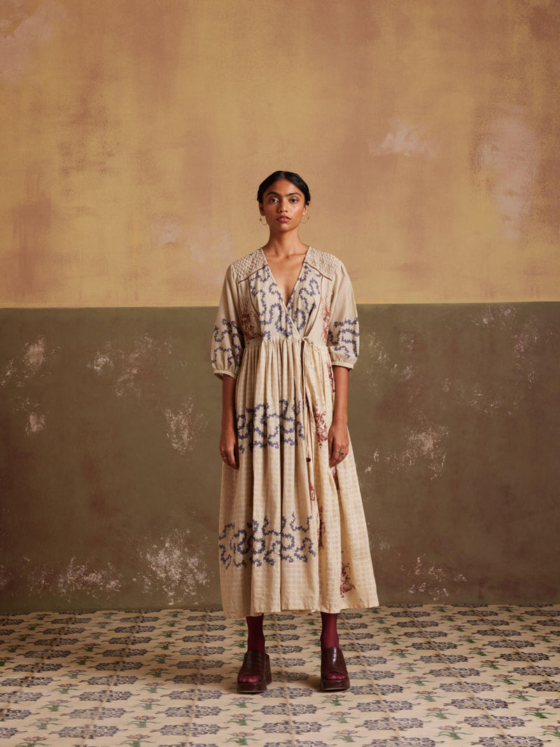 Poem Dress-Ivory Spiral cotton by CORD for women in Singapore