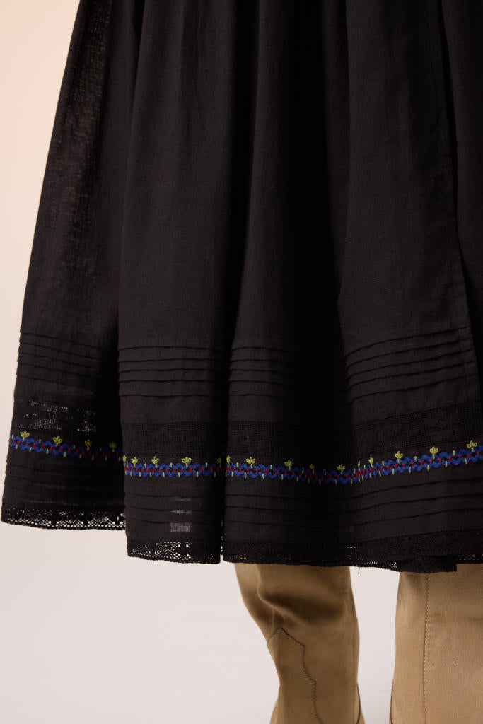 POEM DRESS -BLACK DUCK APPLIQUE cotton by CORD in multi for women in Singapore