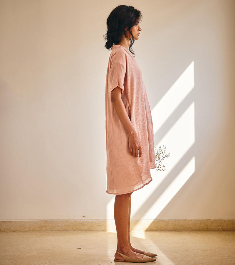 Poised Petal Dress cotton by Khara Kapas in pink for women in Singapore