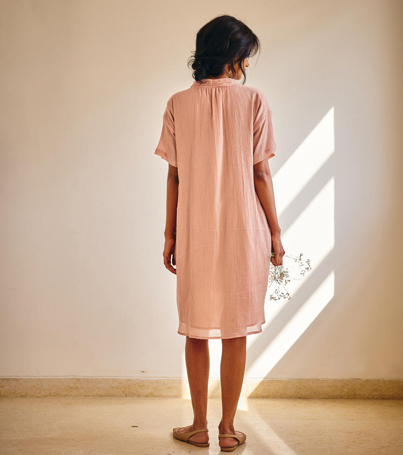 Poised Petal Dress cotton by Khara Kapas in pink for women in Singapore