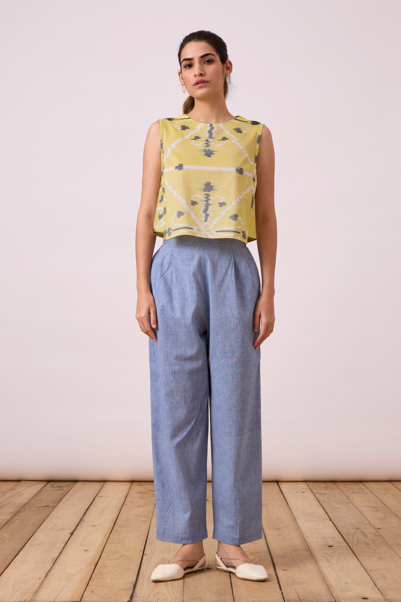 Polam - Yellow Ikat silk Top & Tunics by The Summer House for women in Singapore
