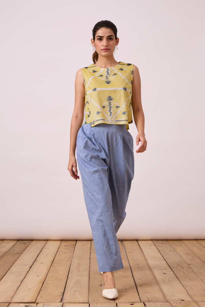 Polam - Yellow Ikat silk Top & Tunics by The Summer House for women in Singapore