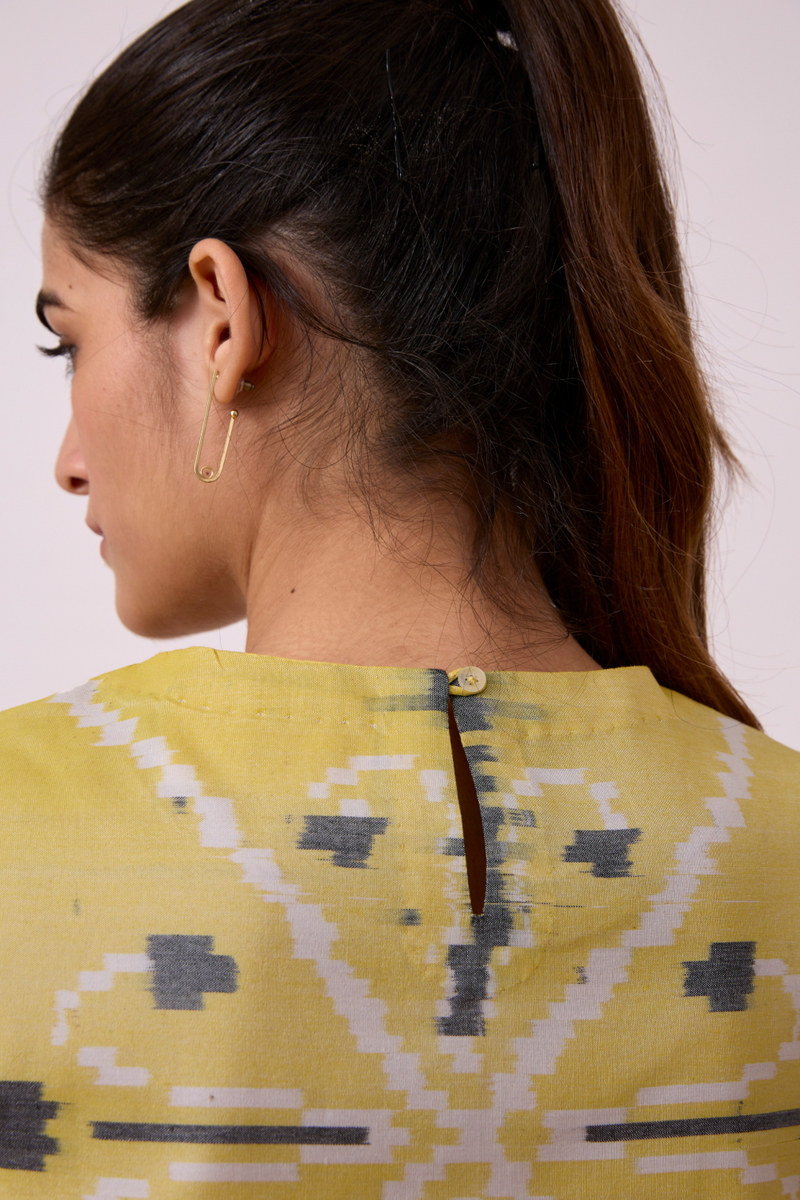 Polam - Yellow Ikat silk Top & Tunics by The Summer House for women in Singapore