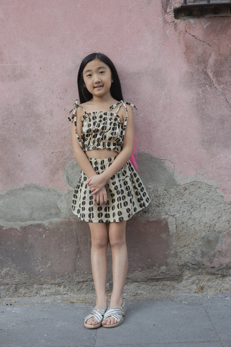 Polka Polka Had a Dot Top-Black & Tan cotton by World of Crow Kids for kids in Singapore