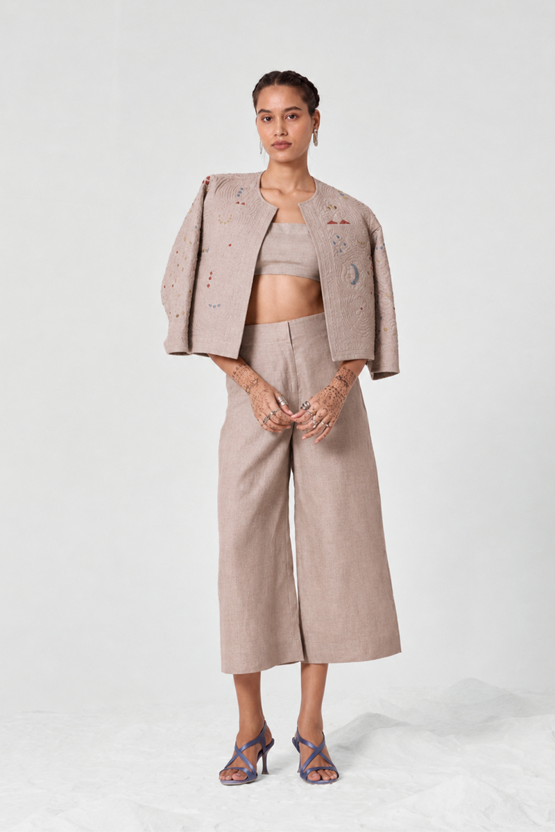 Pomelo Beige Linen Pants