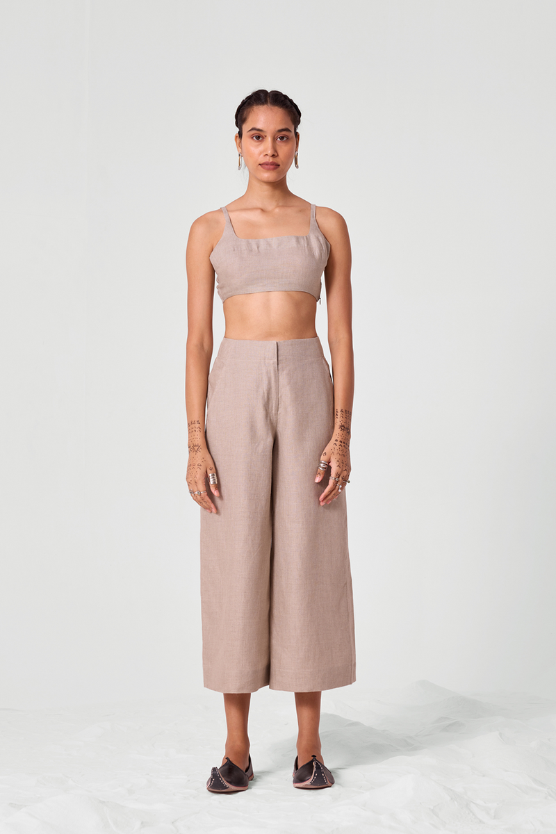Pomelo Beige Linen Pants