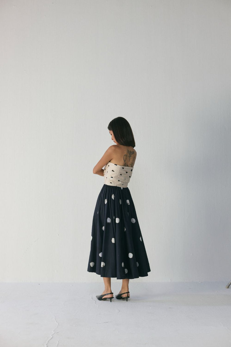 Porto Strapless Dress satin by YAM in black color for women in Singapore