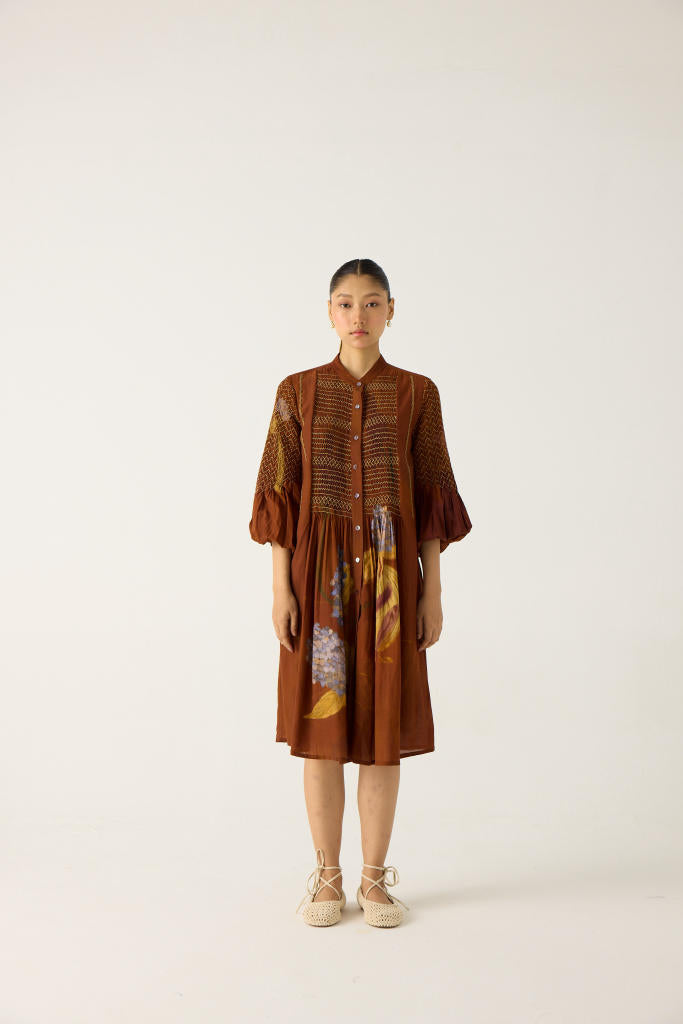PORTO DRESS-FOLIAGE cotton by CORD in multi for women in Singapore