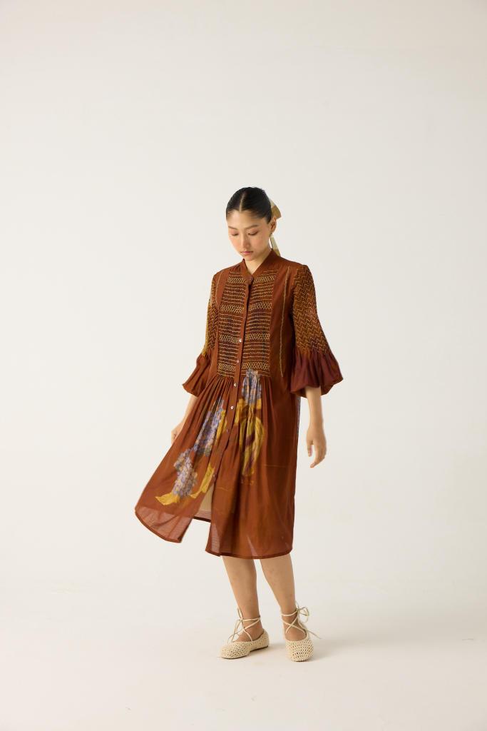 PORTO DRESS-FOLIAGE cotton by CORD in multi for women in Singapore