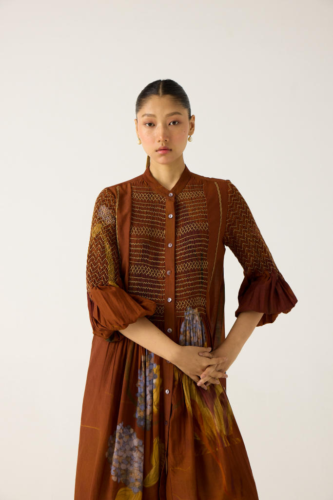 PORTO DRESS-FOLIAGE cotton by CORD in multi for women in Singapore