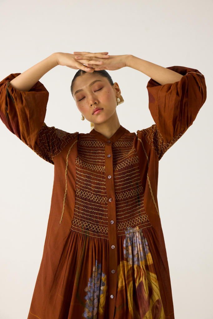 PORTO DRESS-FOLIAGE cotton by CORD in multi for women in Singapore