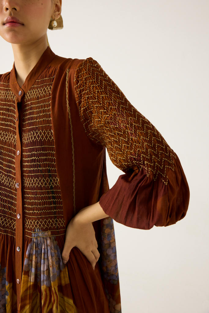 PORTO DRESS-FOLIAGE cotton by CORD in multi for women in Singapore