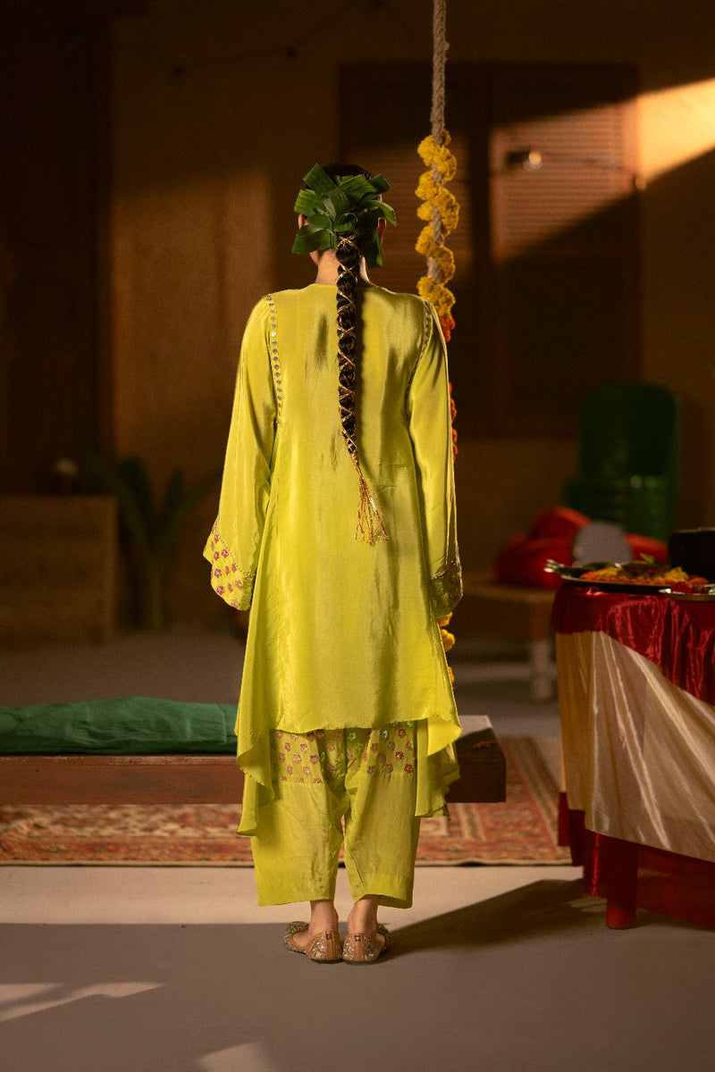 Veere Asymmetrical Choga with Salwar- Sublime Neon