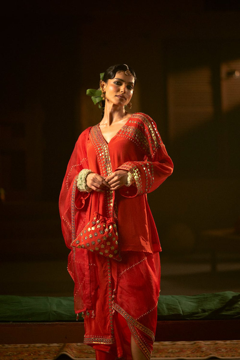 Ramani Red Phool Potli- Red