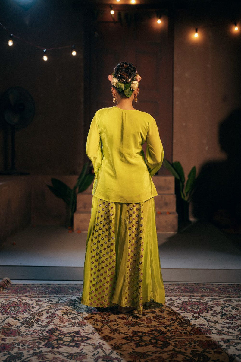 Veere Short Top Sharara with Dupatta Set- Sublime Neon