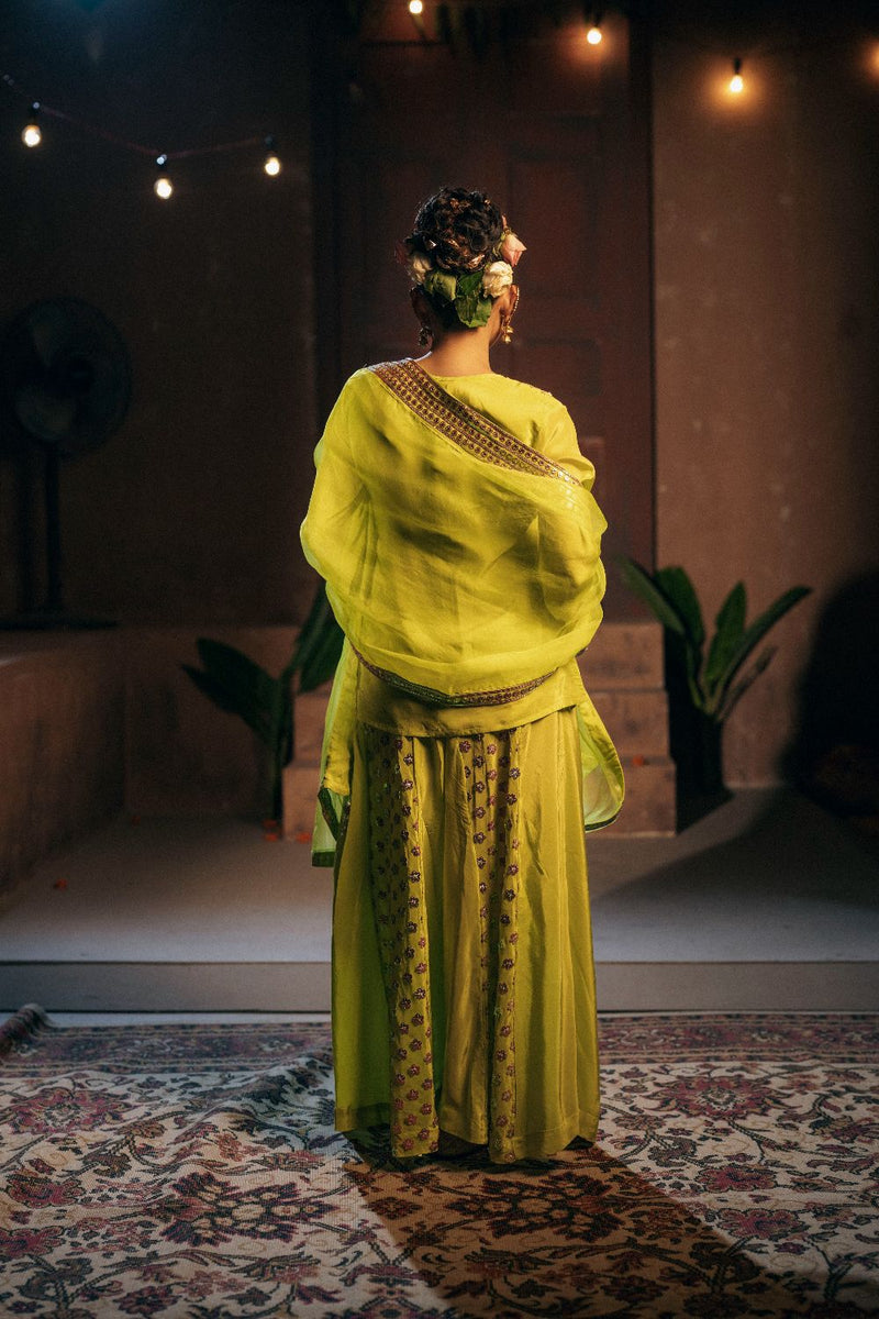 Veere Short Top Sharara with Dupatta Set- Sublime Neon