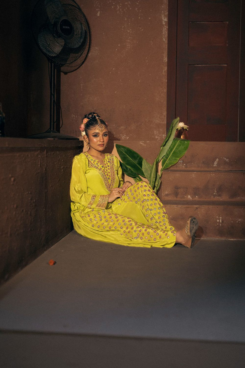 Veere Short Top Sharara with Dupatta Set- Sublime Neon