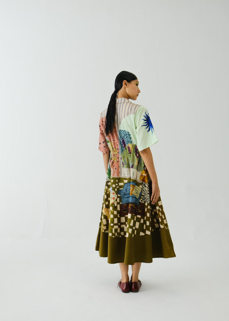 Print Blocked Dress-Alice satin by CORD for women in Singapore