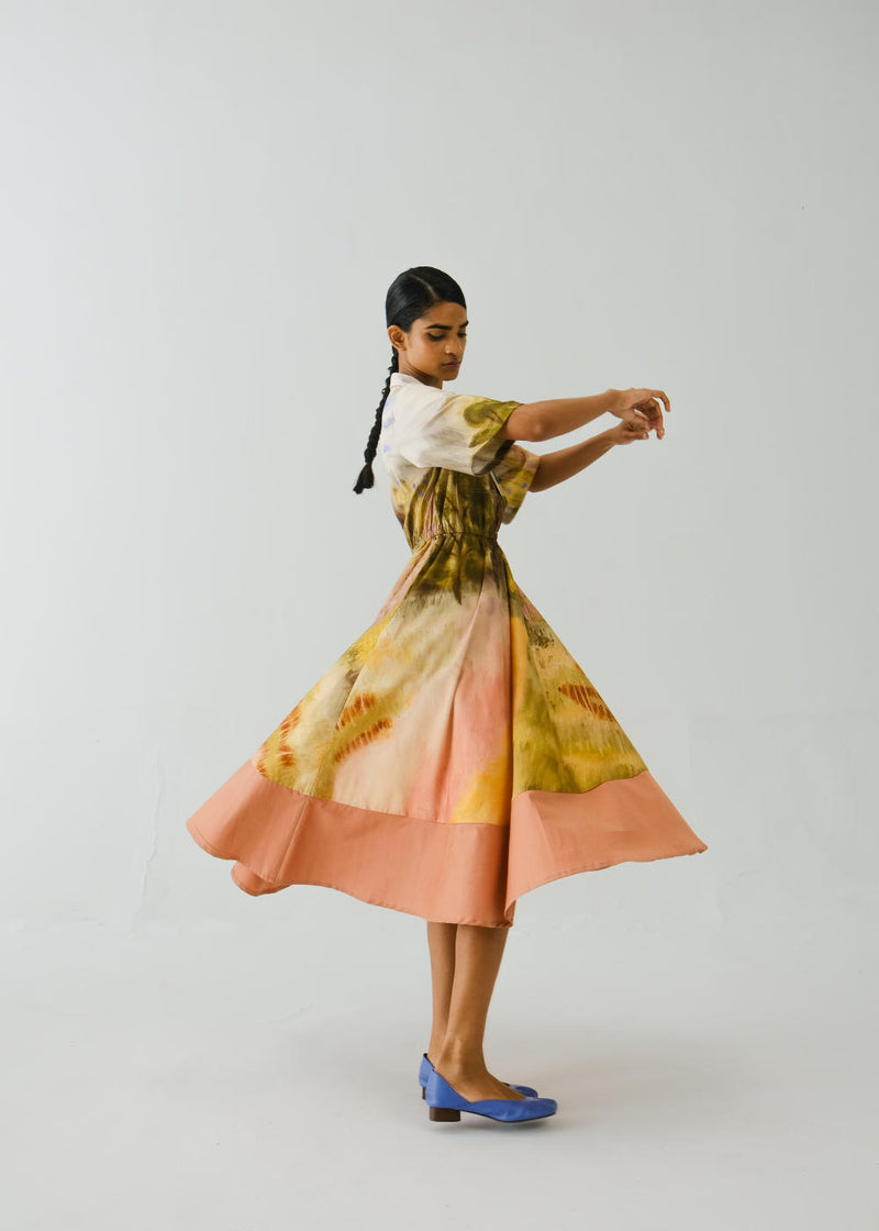 Print Blocked Dress-Dale satin by CORD for women in Singapore