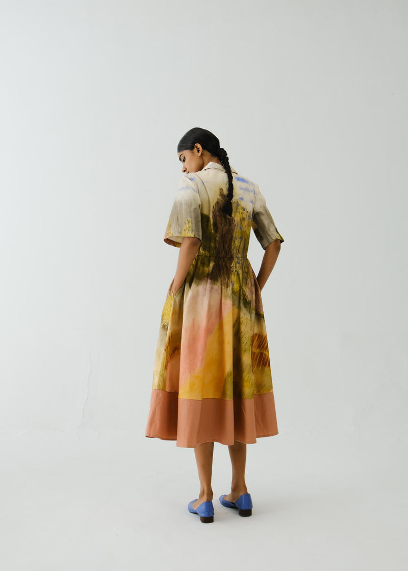 Print Blocked Dress-Dale satin by CORD for women in Singapore