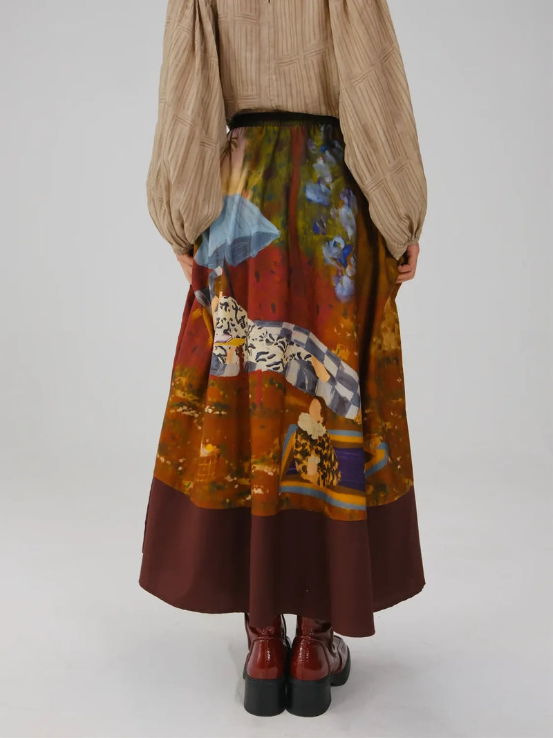 Print Blocked Skirt - Lakeside satin by CORD for women in Singapore